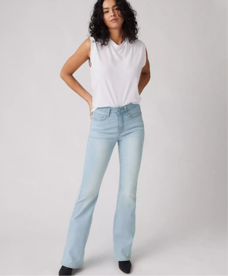 Levi’s 726 High Rise Flare Jeans – Light Wash Slim Fit Bootcut Denim