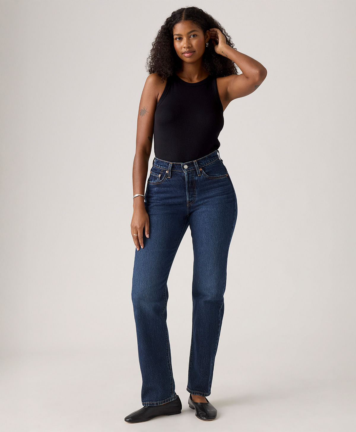 Levi's 501 Curve straight jeans in Mild Salsa dark indigo, front view