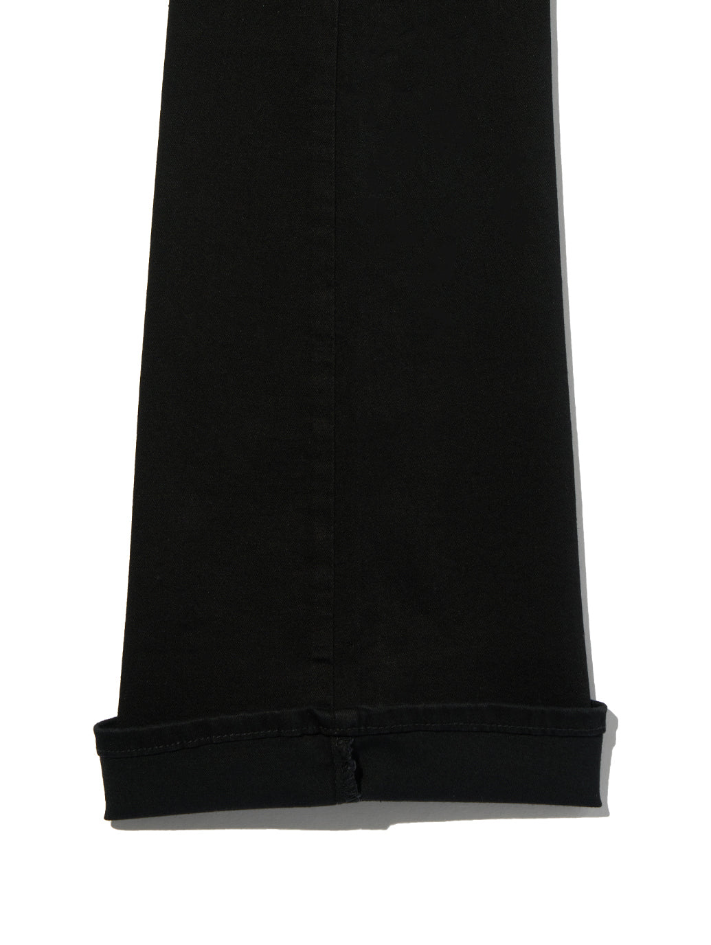 Levi's 726 Soft Black jeans hem construction close-up.