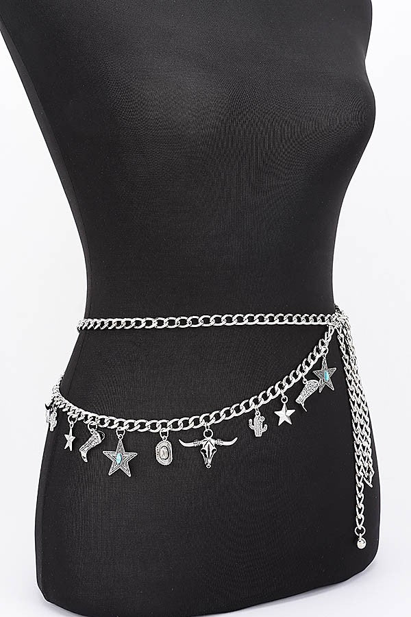Western Multi Charm Layered Chain Belt product view 8