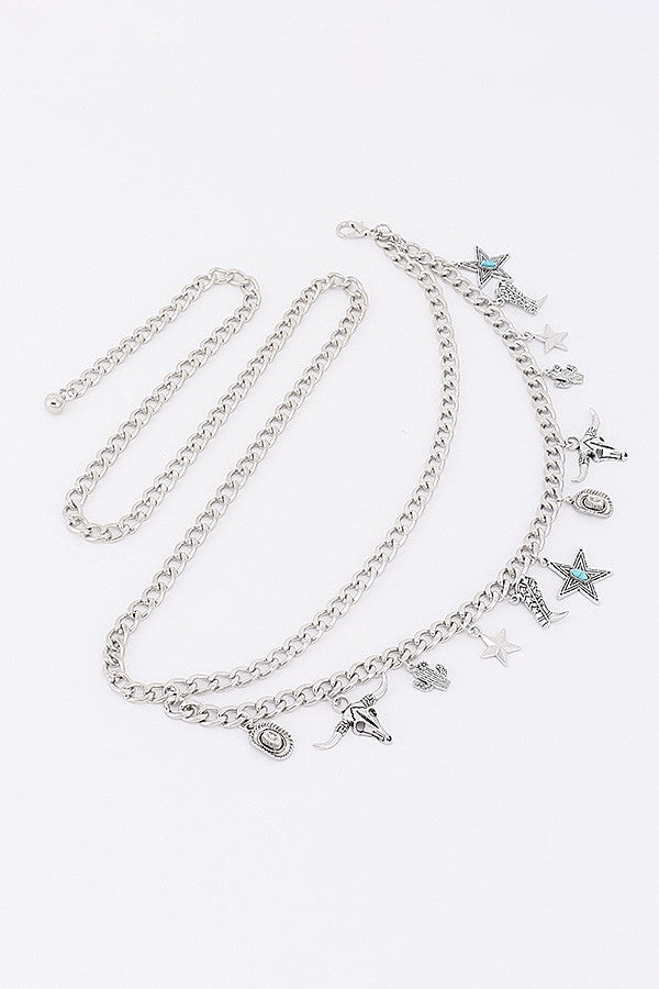 Western Multi Charm Layered Chain Belt product view 9
