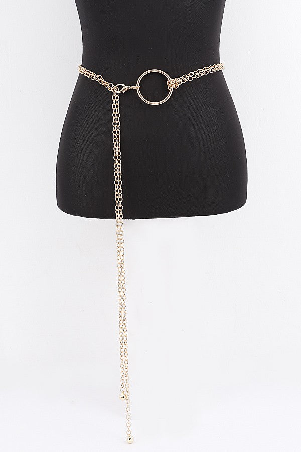 Circle Buckle Layered Chain Waist Belt product view 3