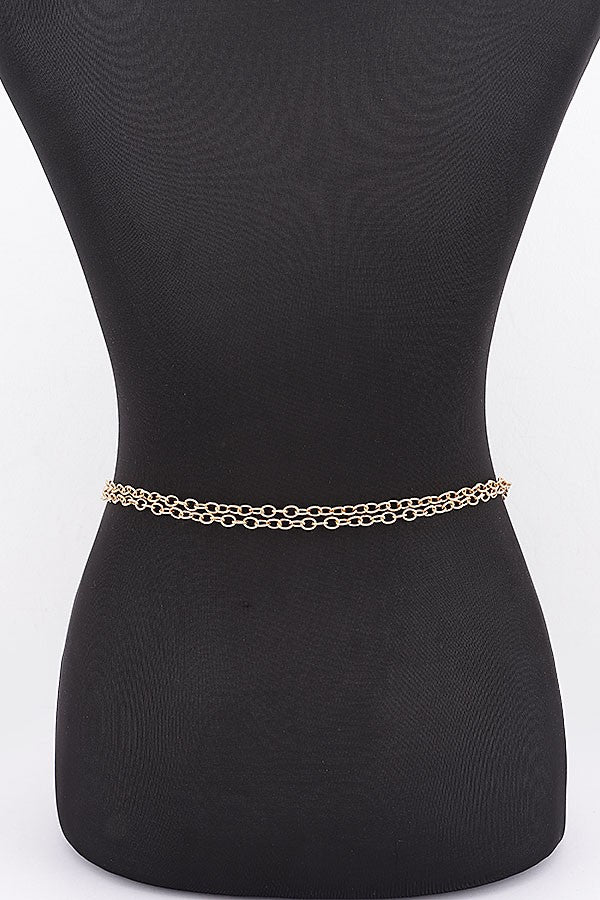 Circle Buckle Layered Chain Waist Belt product view 4