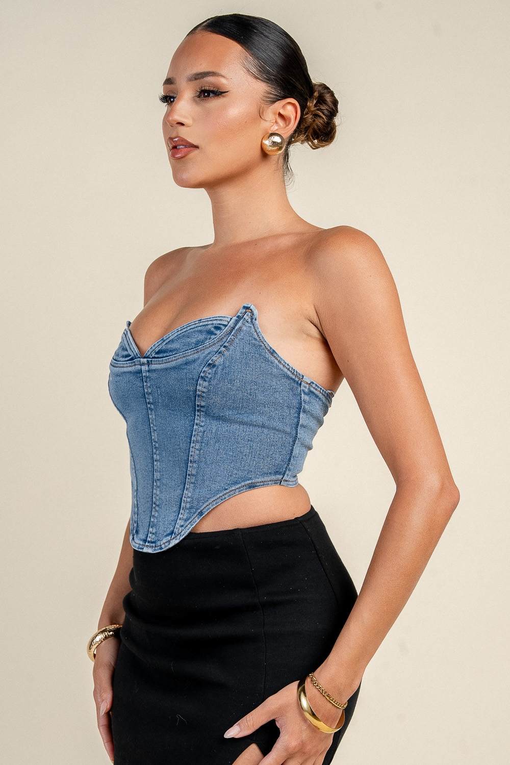 Sweetheart Denim Corset Top