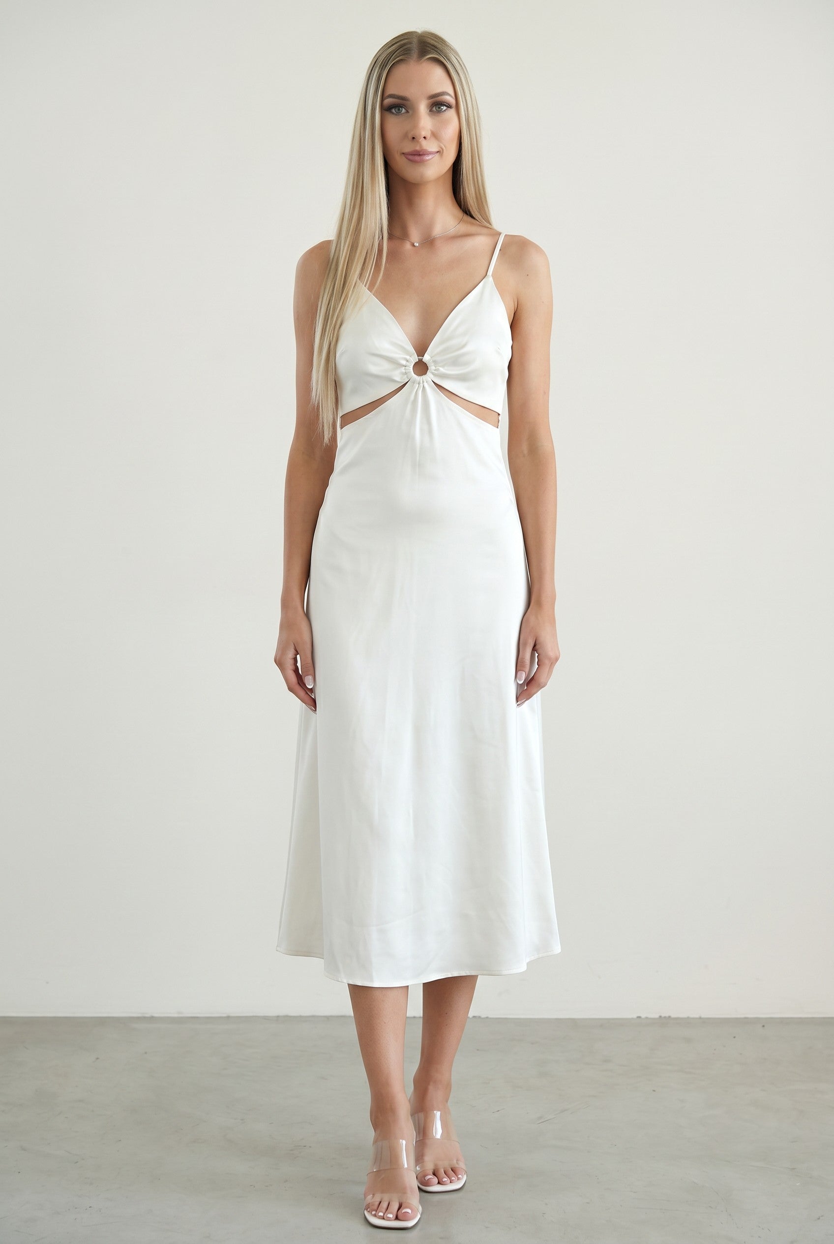 Éloise Satin Cutout Midi Dress
