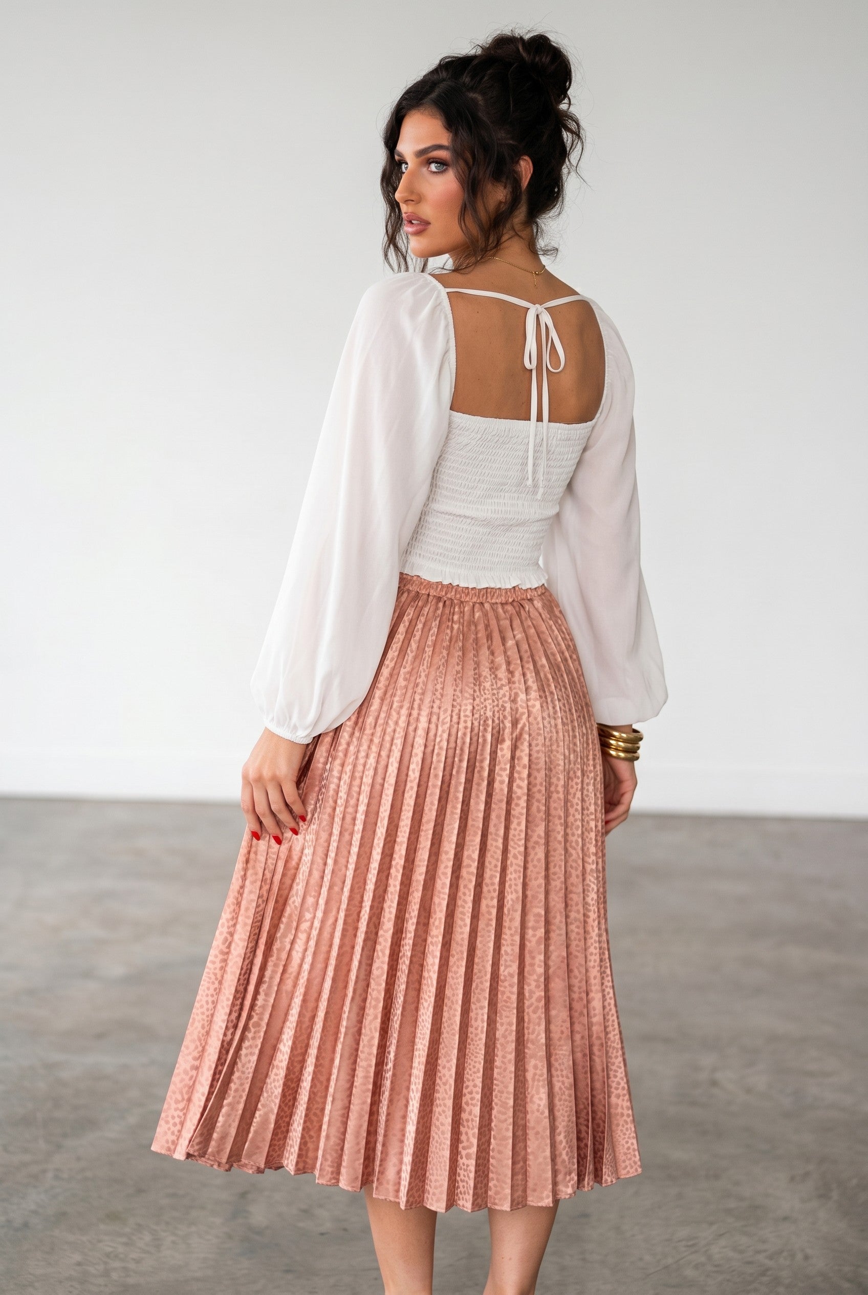 Rokoko Printed Satin Pleated Midi Skirt