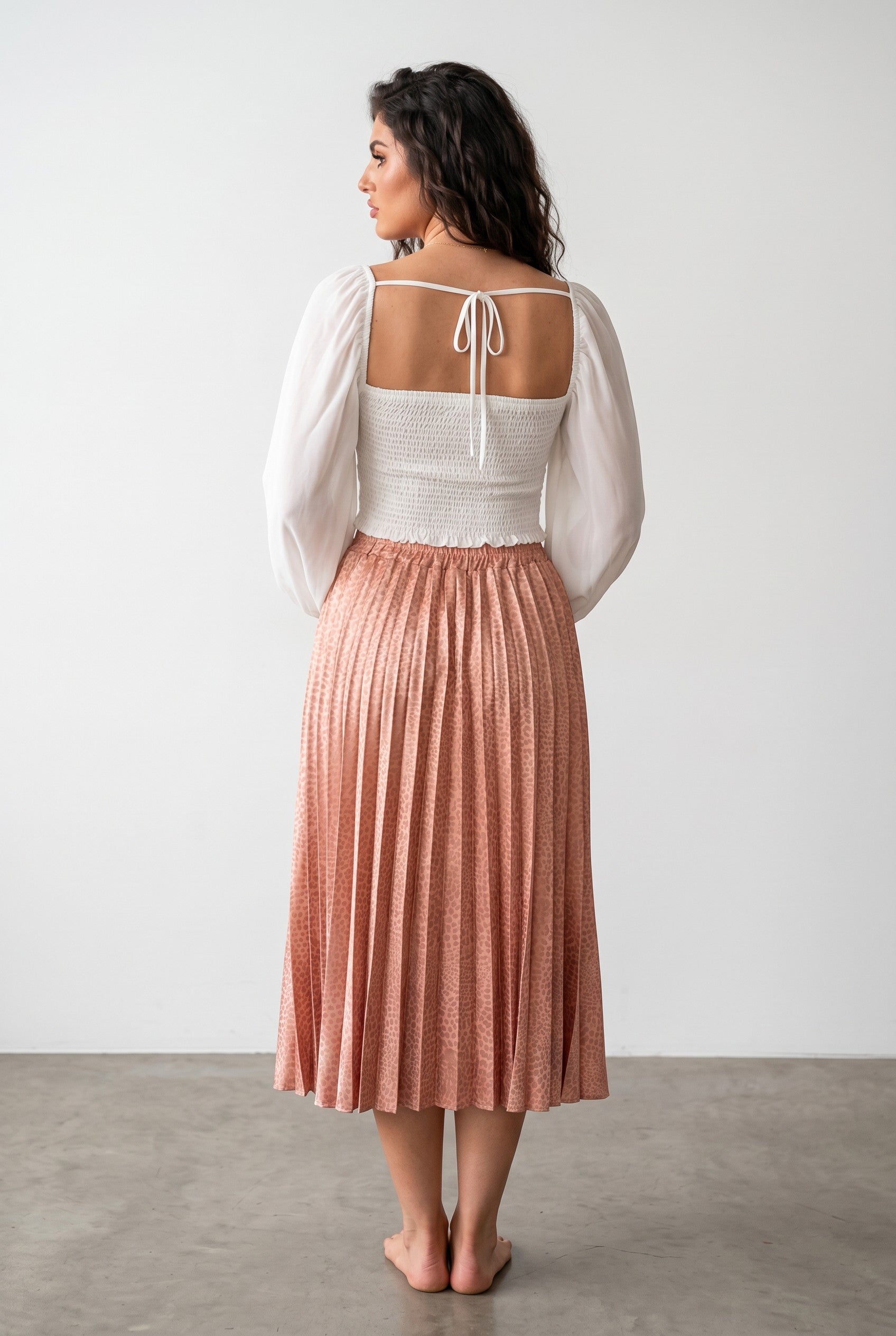 Rokoko Printed Satin Pleated Midi Skirt