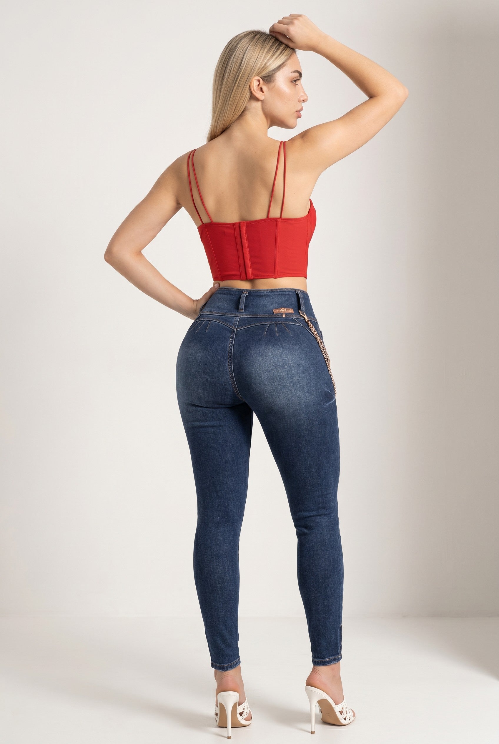 Sexy Couture High-Waist Push-Up Skinny Jeans – Faded Medium Wash