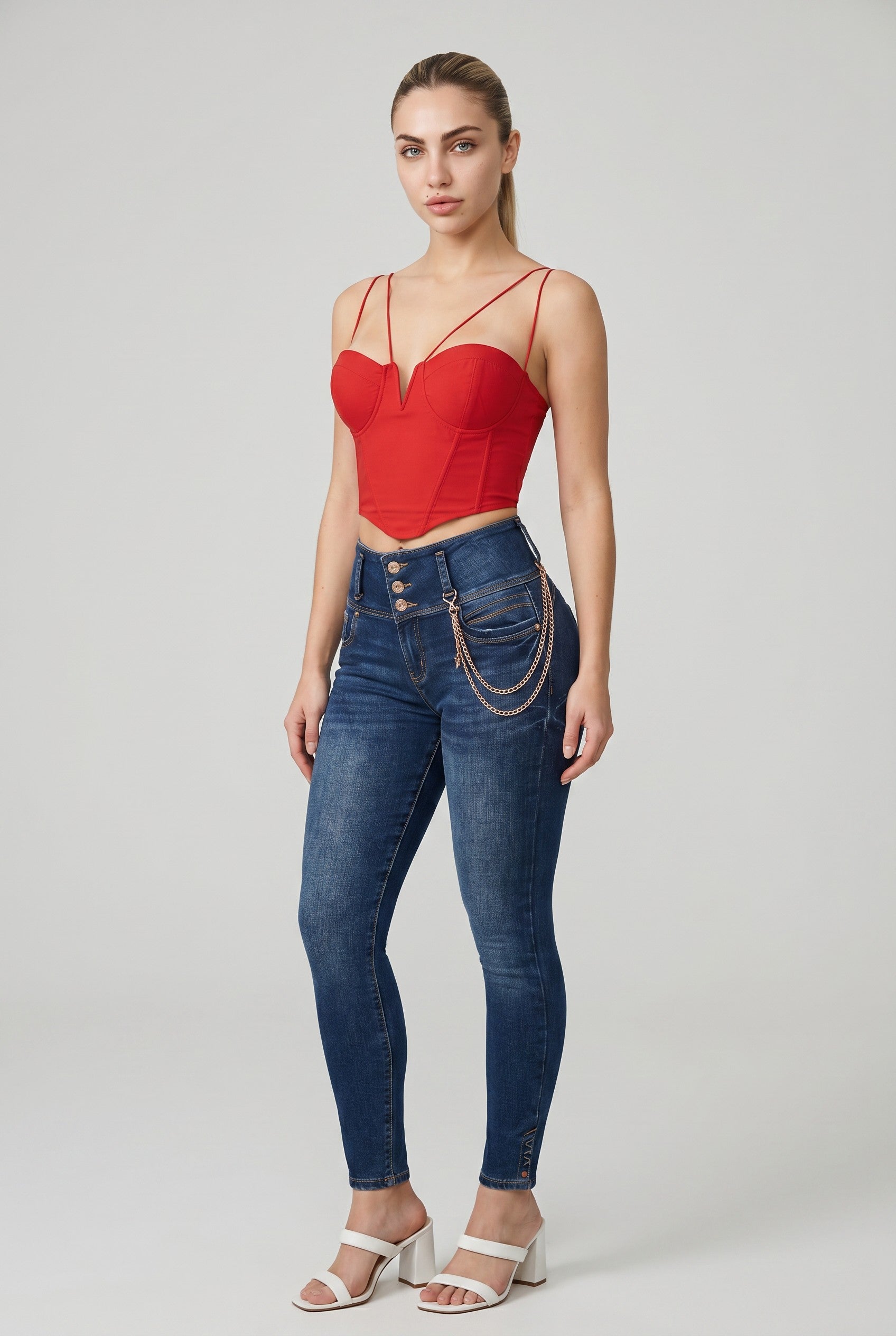 Sexy Couture High-Waist Push-Up Skinny Jeans – Faded Medium Wash