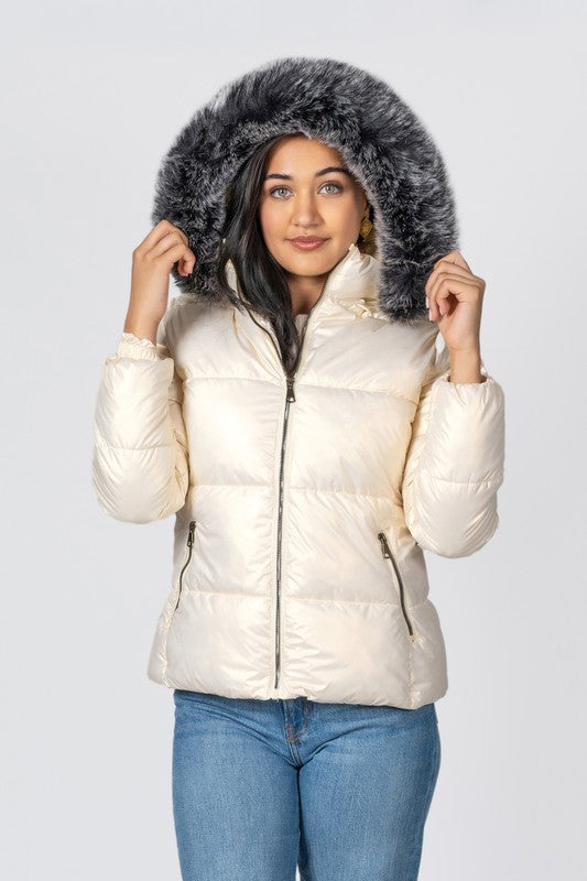 ETHEL - JUNIOR QUILTED POLY HOODED PUFFER - Vella Moda