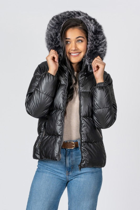ETHEL - JUNIOR QUILTED POLY HOODED PUFFER - Vella Moda