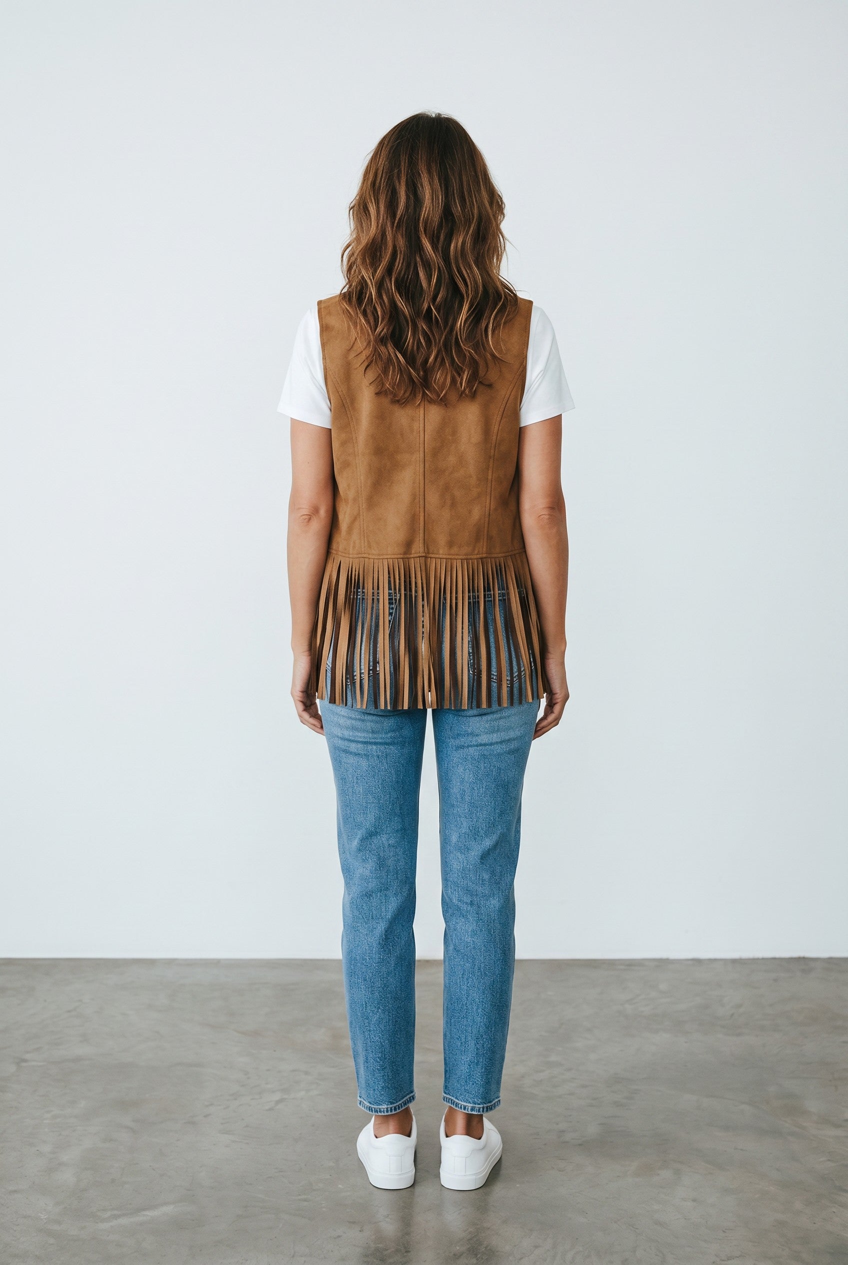 Studded Fringe Suede Vest
