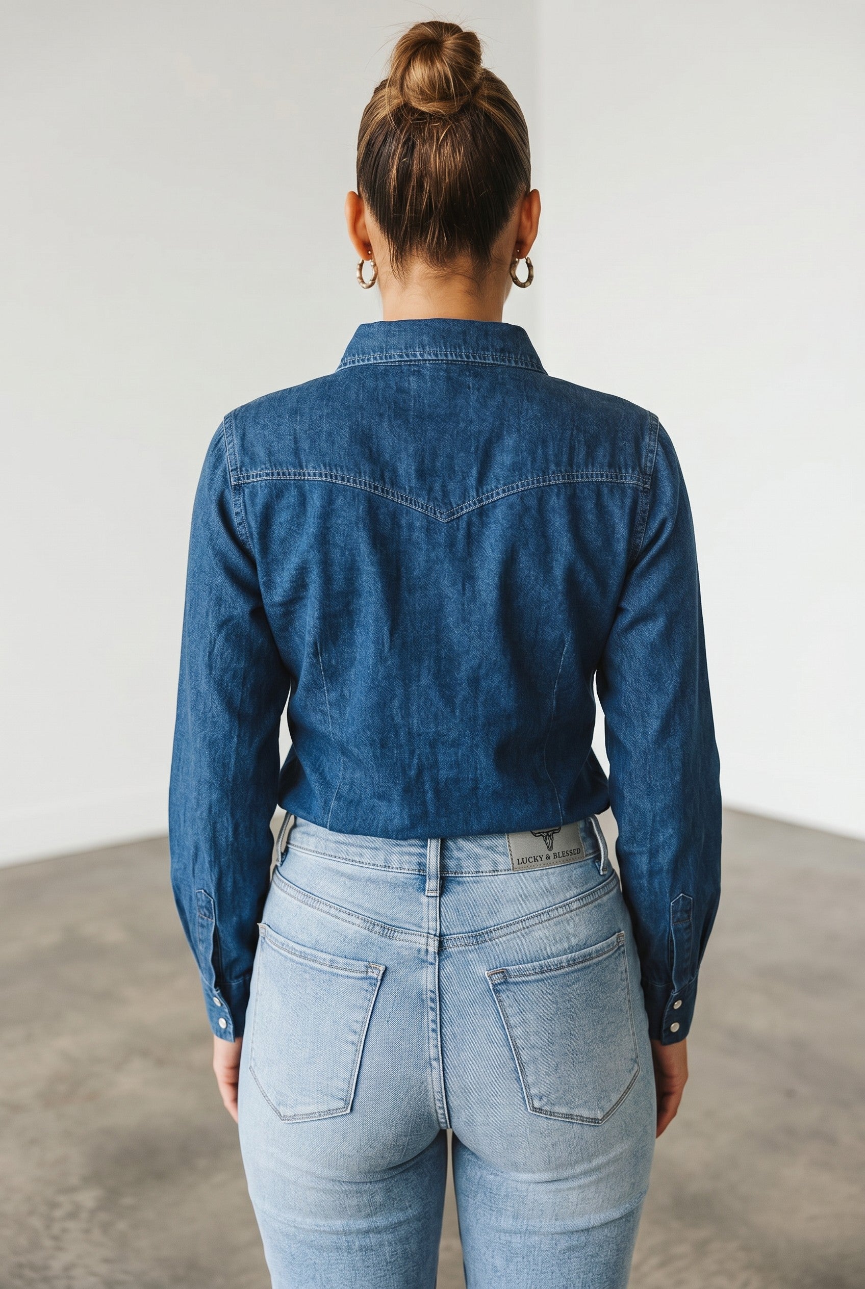Dark & Mint Mineral Wash Western Snap Button Shirt