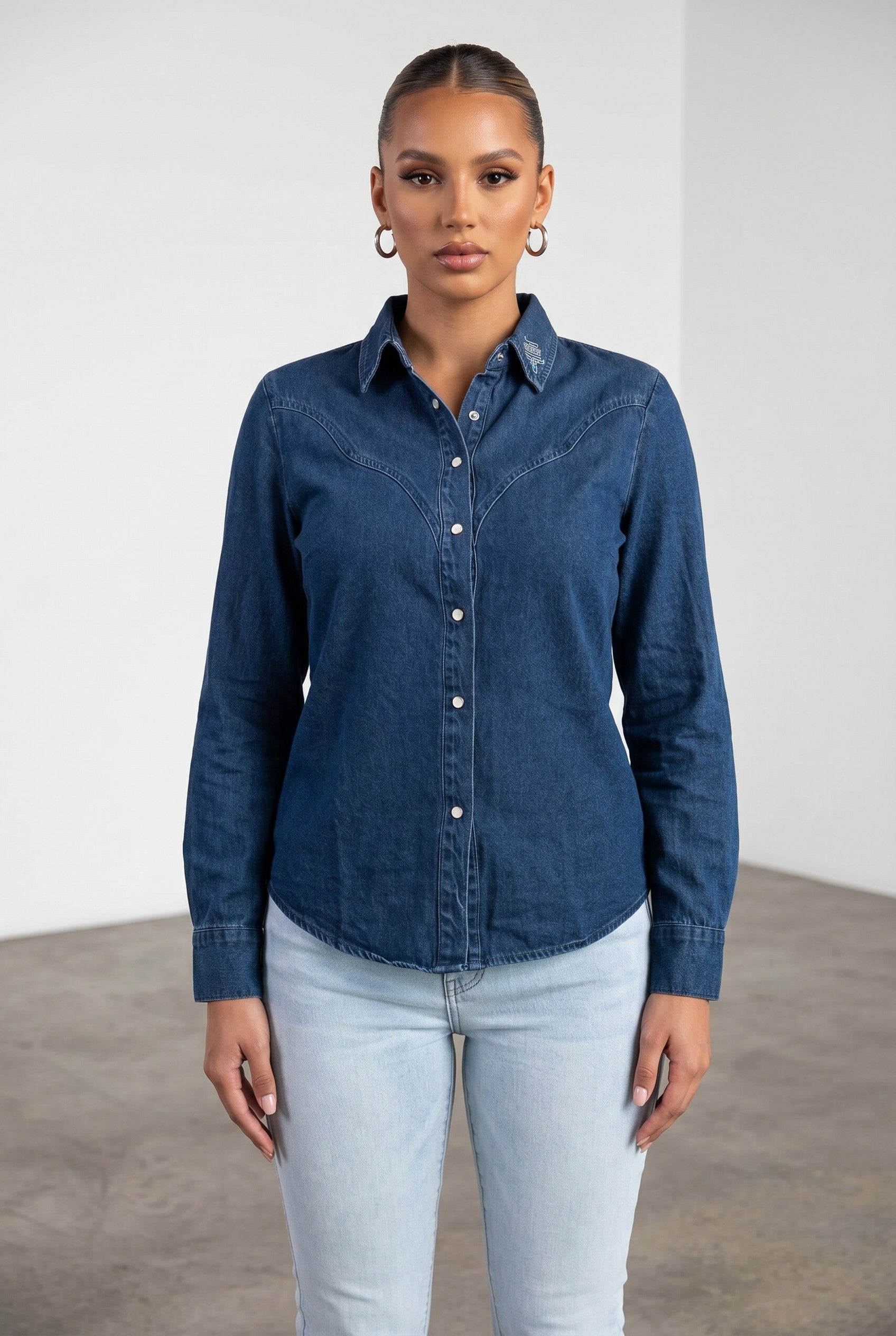 Dark & Mint Mineral Wash Western Snap Button Shirt
