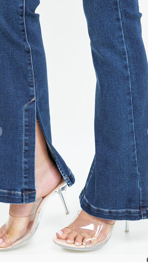 Midnight Horizon Split Hem Flare Jeans