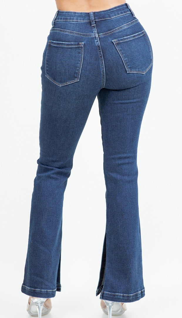 Midnight Horizon Split Hem Flare Jeans