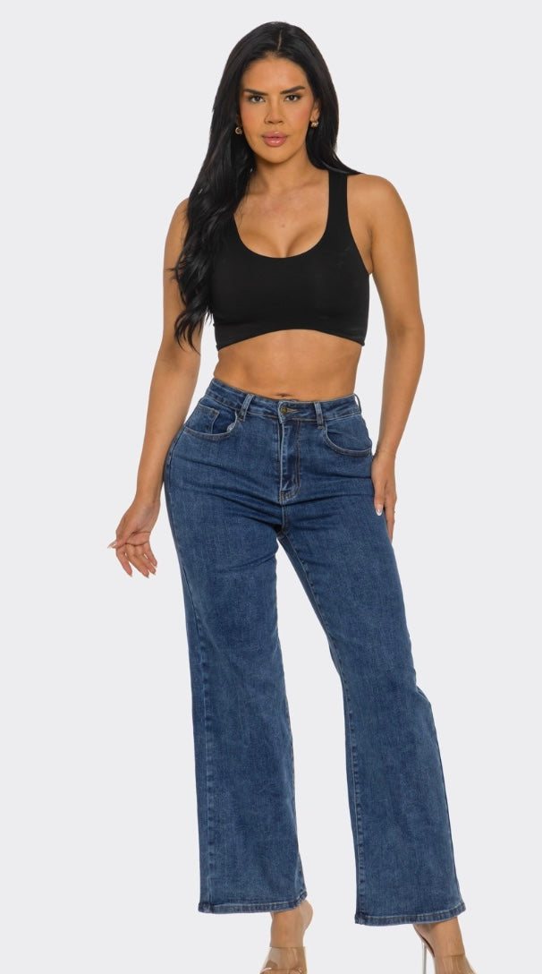 Skyline High-Rise Wide-Leg Jeans – Blue Denim
