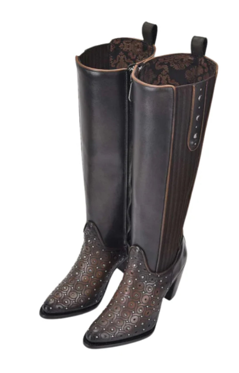 Ld Maple Zipper & Studs & Laser Round Toe - Vella Moda