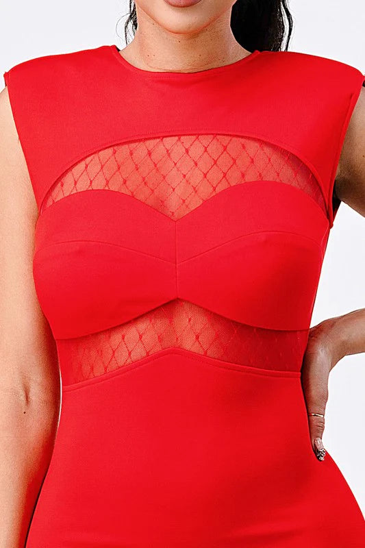 Fishnet Bodycon Midi Dress - Vella Moda