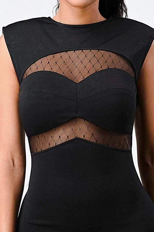 Fishnet Bodycon Midi Dress - Vella Moda