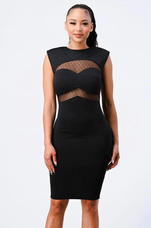 Fishnet Bodycon Midi Dress - Vella Moda