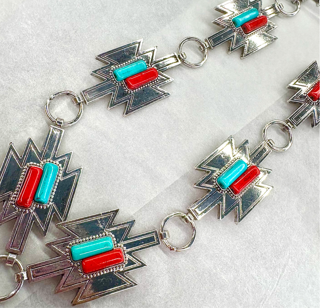 Chain Belt W/ Blue & Red Studs