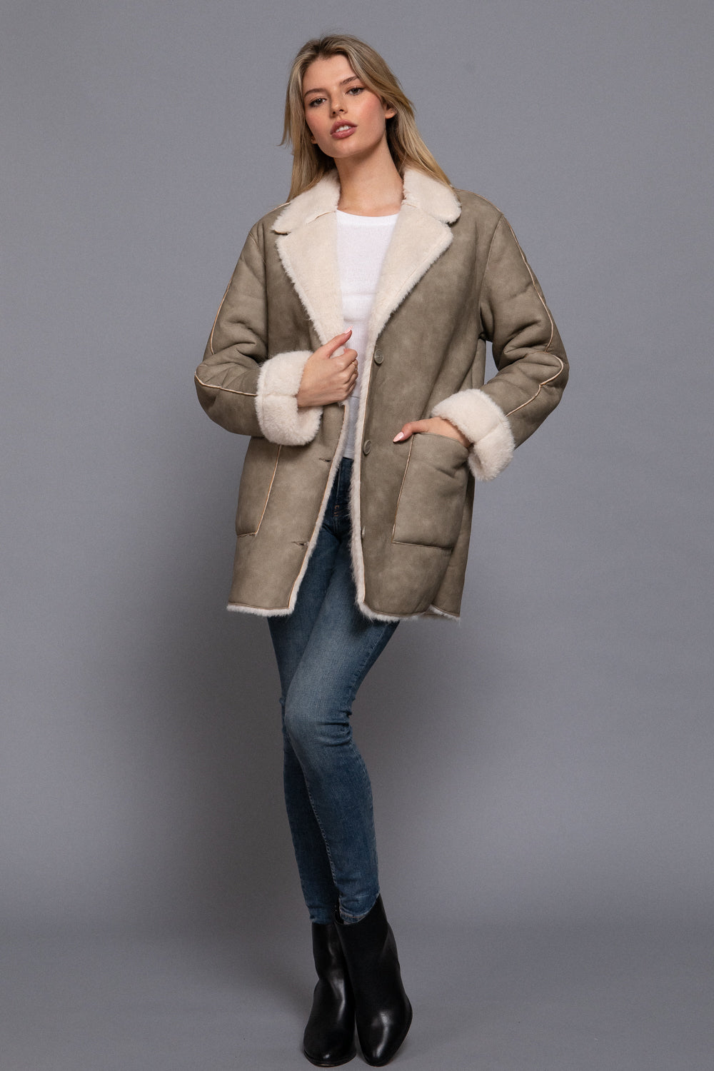 Double Sided Faux Leather Coat