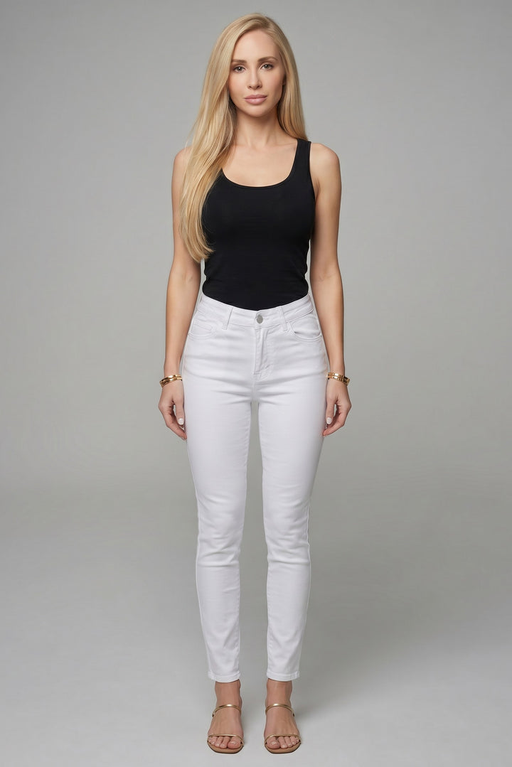 High-Rise White Skinny Jeans