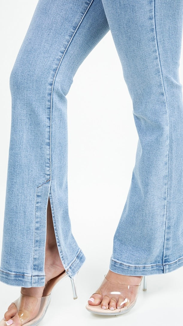 Blue Horizon Split Hem Flare Jeans