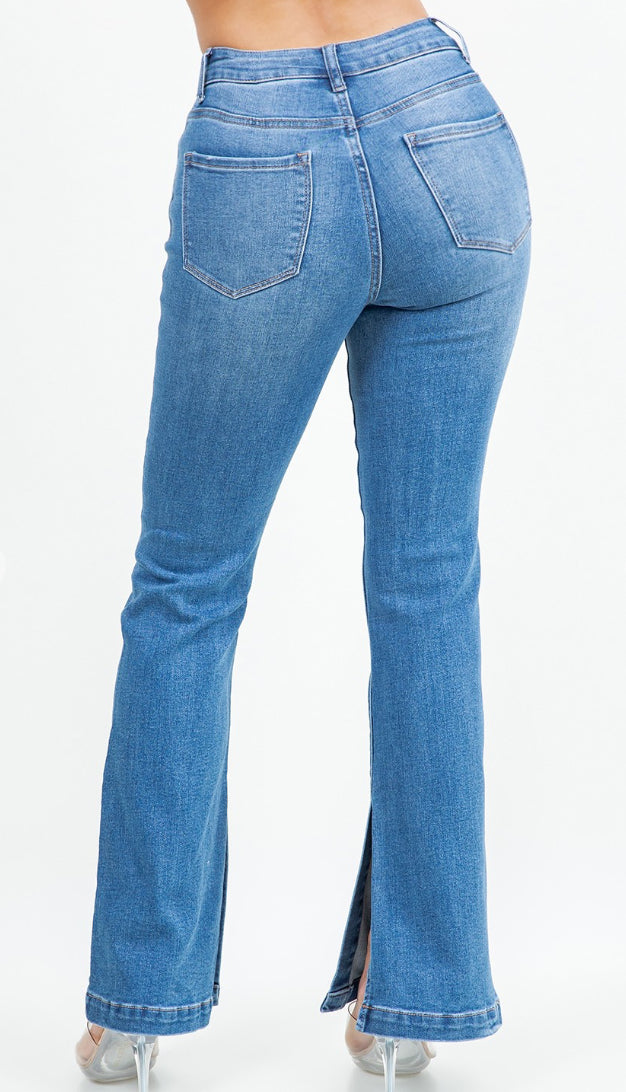 Ocean Breeze Split Hem Flare Jeans