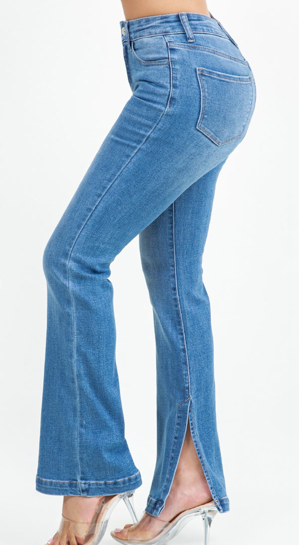 Ocean Breeze Split Hem Flare Jeans