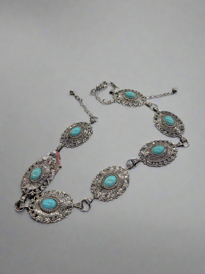 Western Turquoise Stud Women’s Chain Belt