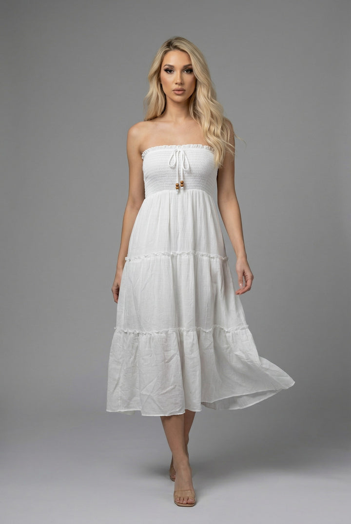 Convertible Smocked Tiered Maxi Skirt