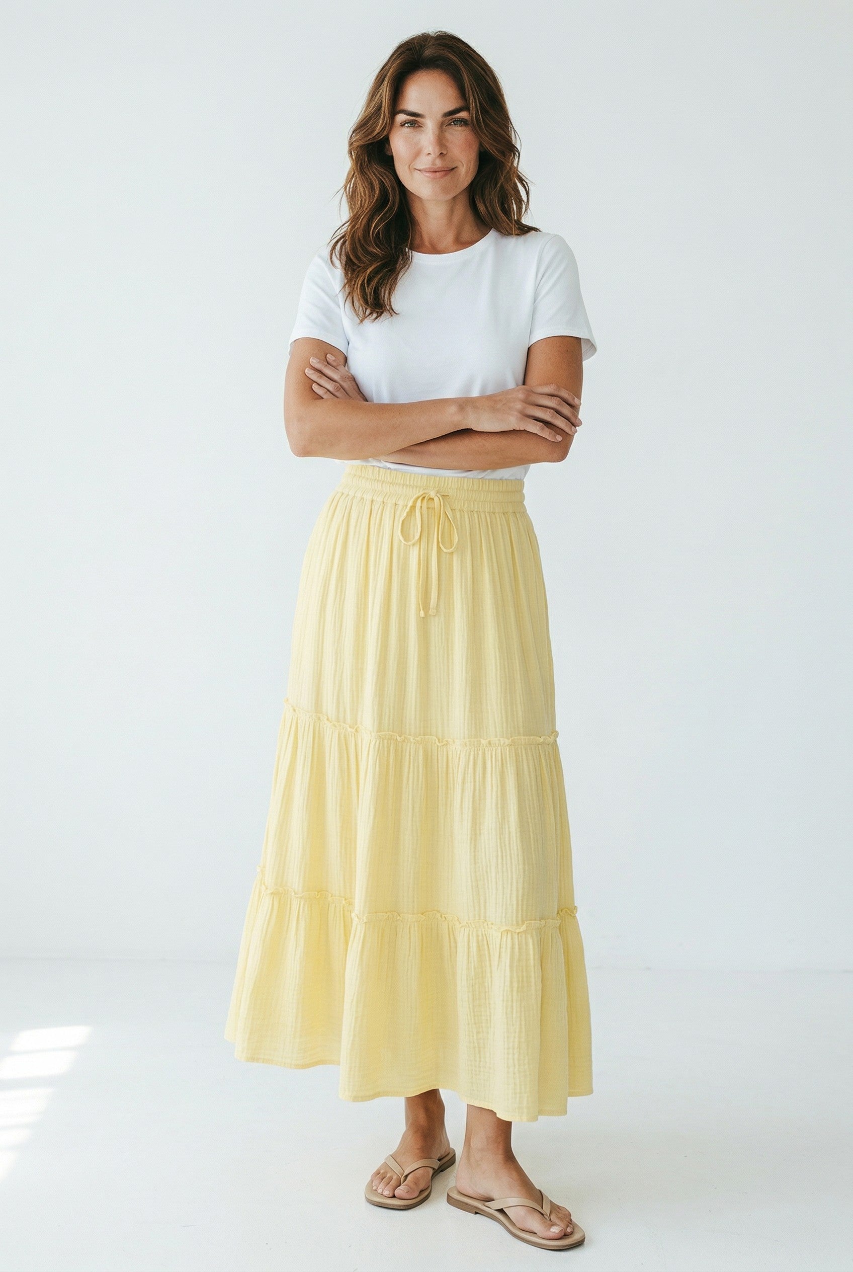 Tiered Drawstring Maxi Skirt