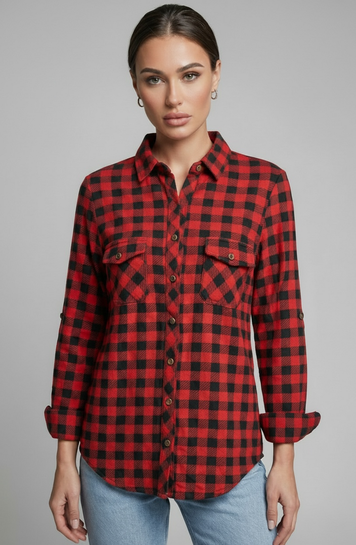 Essential Plaid Button-Up Flannel Shirt