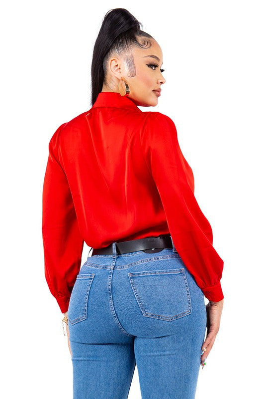 Diamond Collared Button Down Shirt - Vella Moda