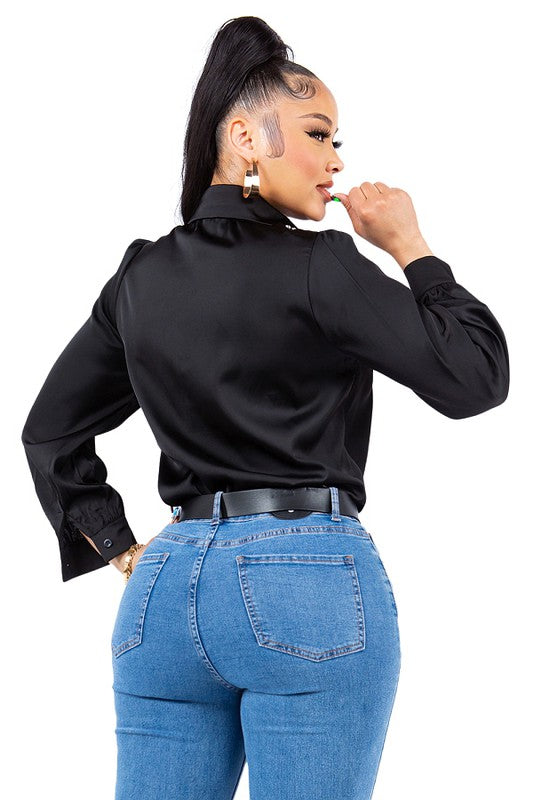 Diamond Collared Button Down Shirt - Vella Moda
