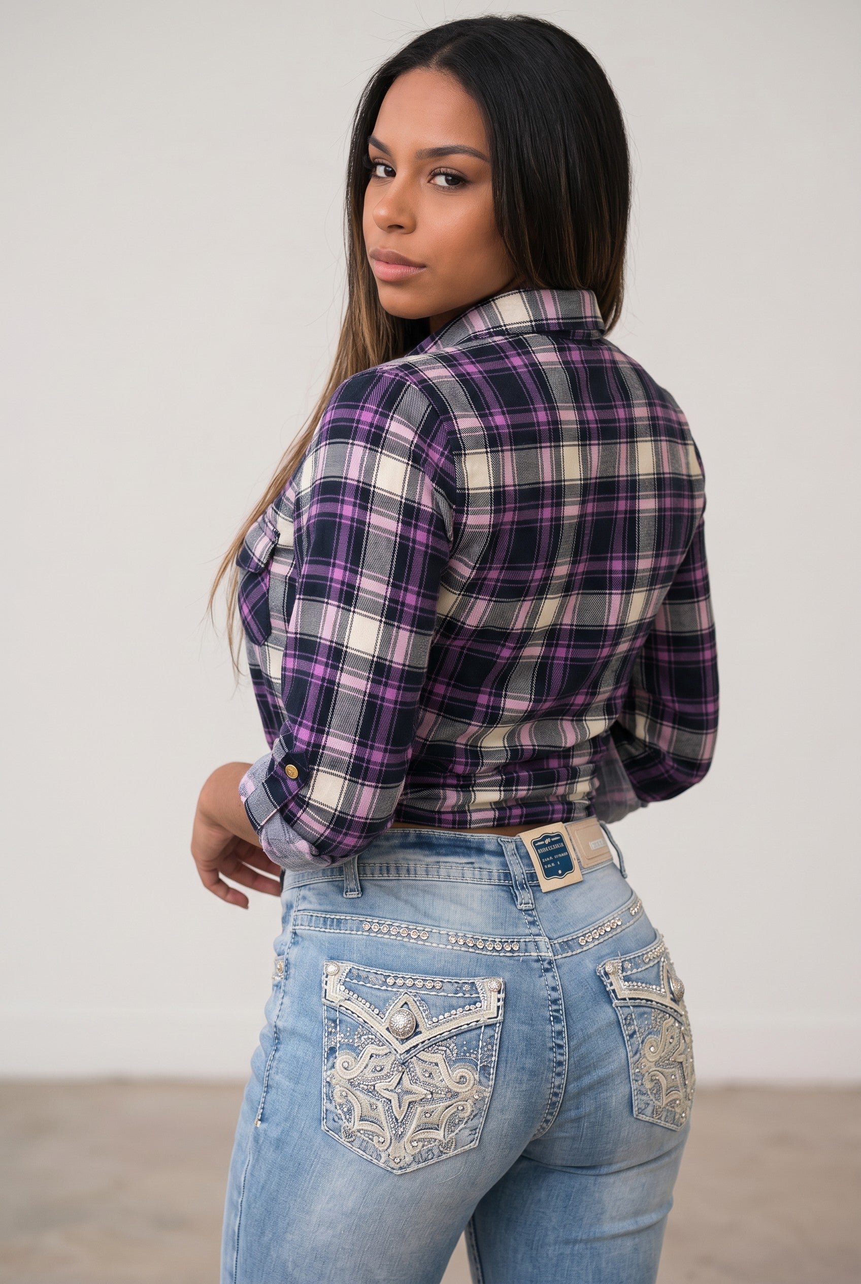 Plaid Tie-Front Flannel Shirt