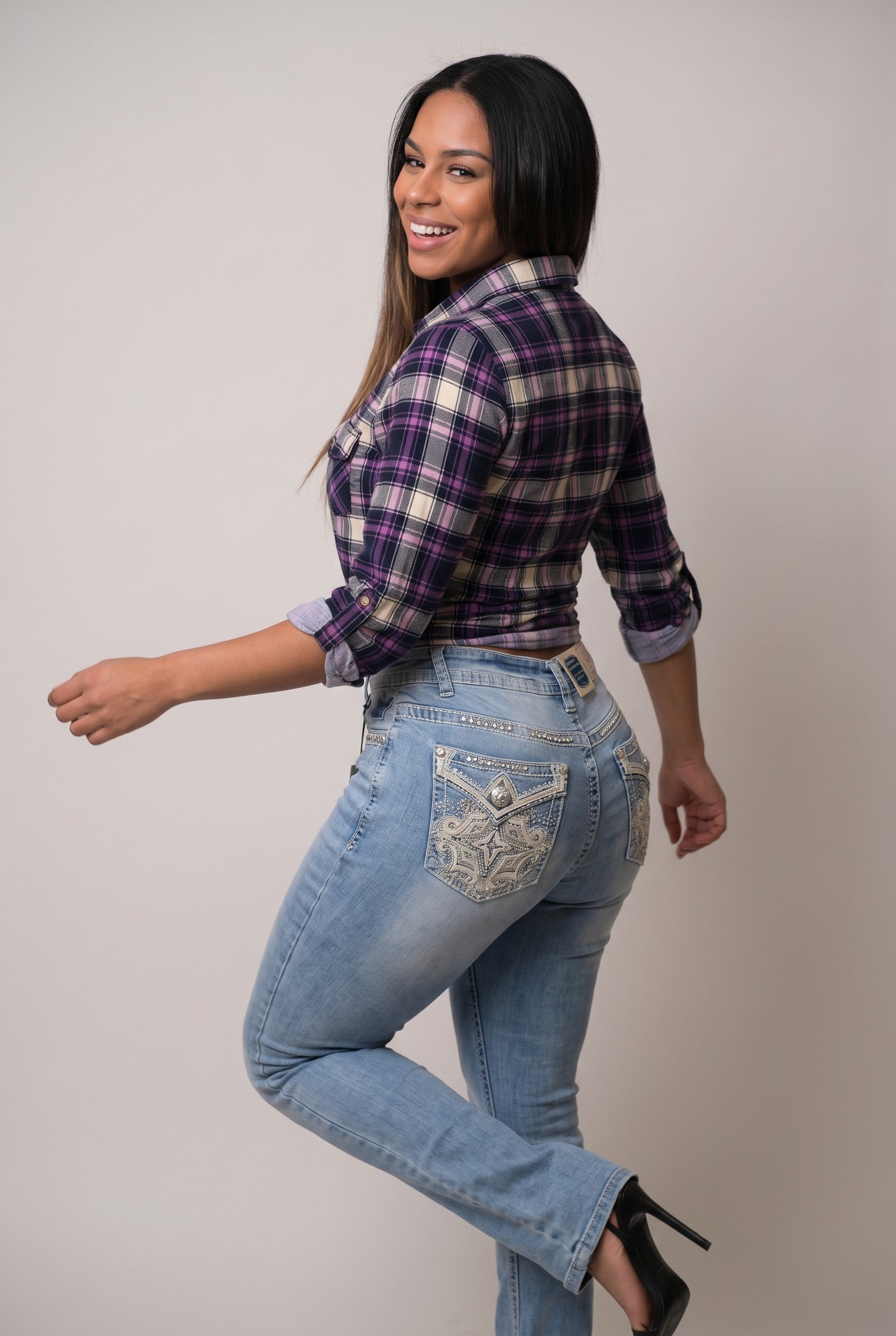 Plaid Tie-Front Flannel Shirt