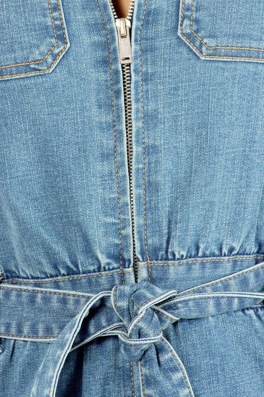 HIGH RISE BELTED ROMPER SHORTS - Vella Moda