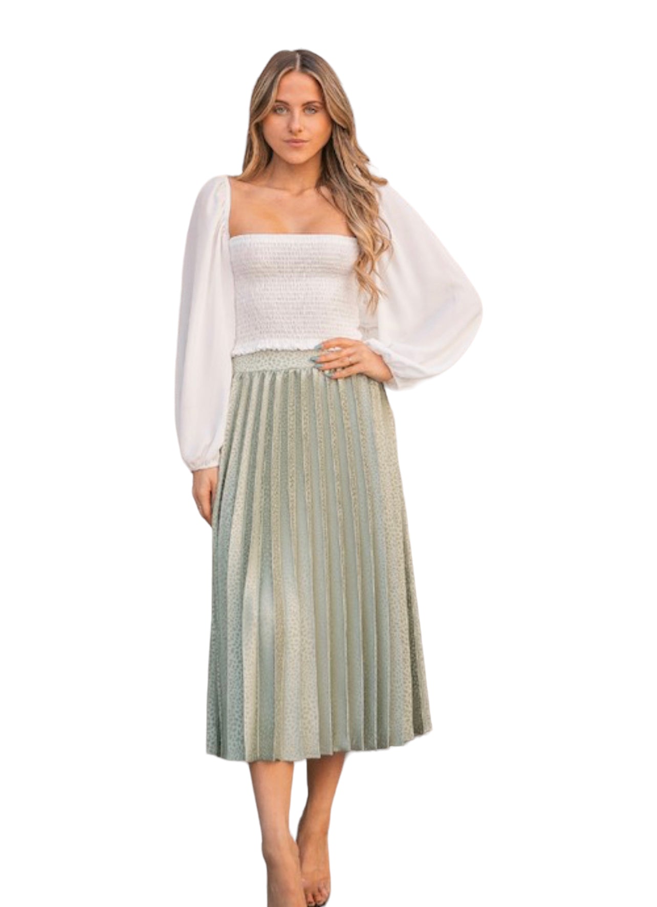 Print satin pleated skirt - Bella Moda Latina