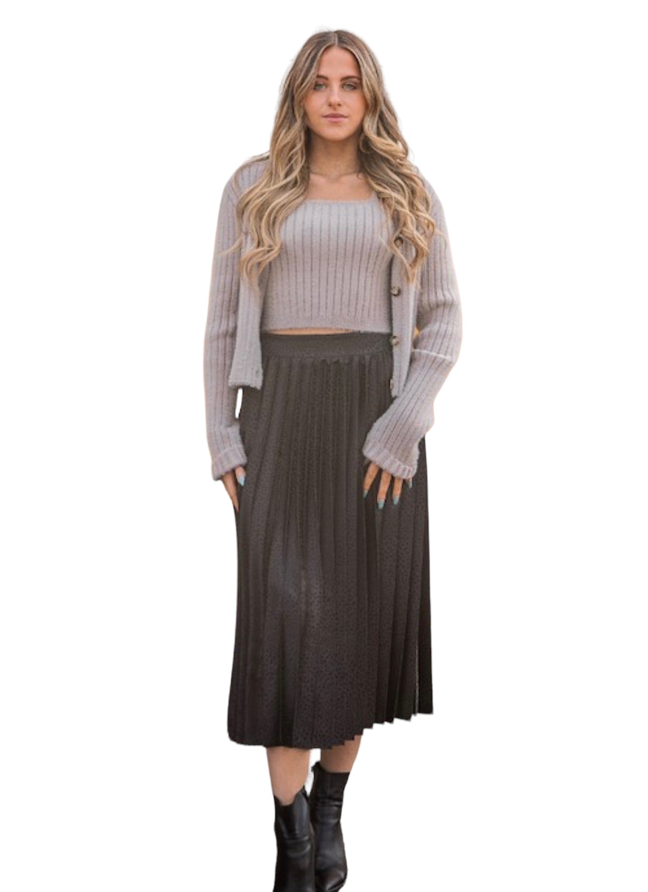 Print satin pleated skirt - Bella Moda Latina