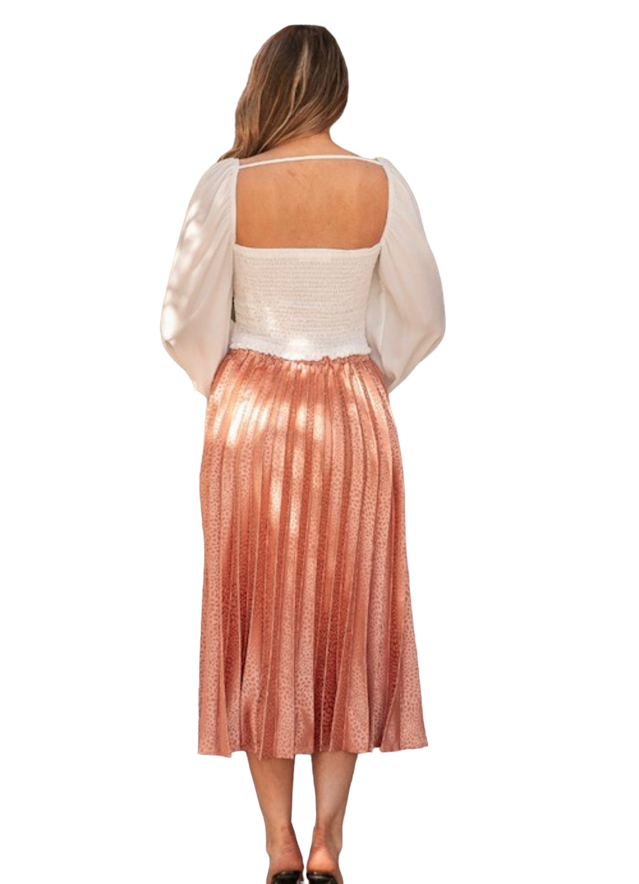Print satin pleated skirt - Bella Moda Latina