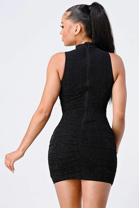 CROSS HALTER BODYCON MINI DRESS - Vella Moda
