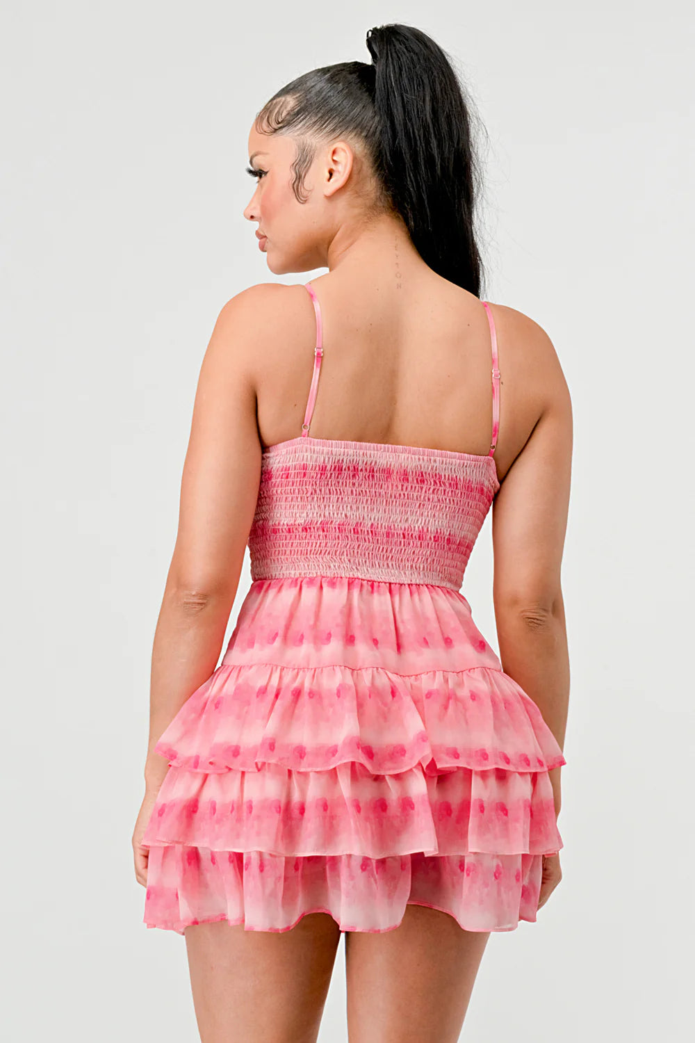 TIE DYE CHIFFON MINI DRESS - Vella Moda