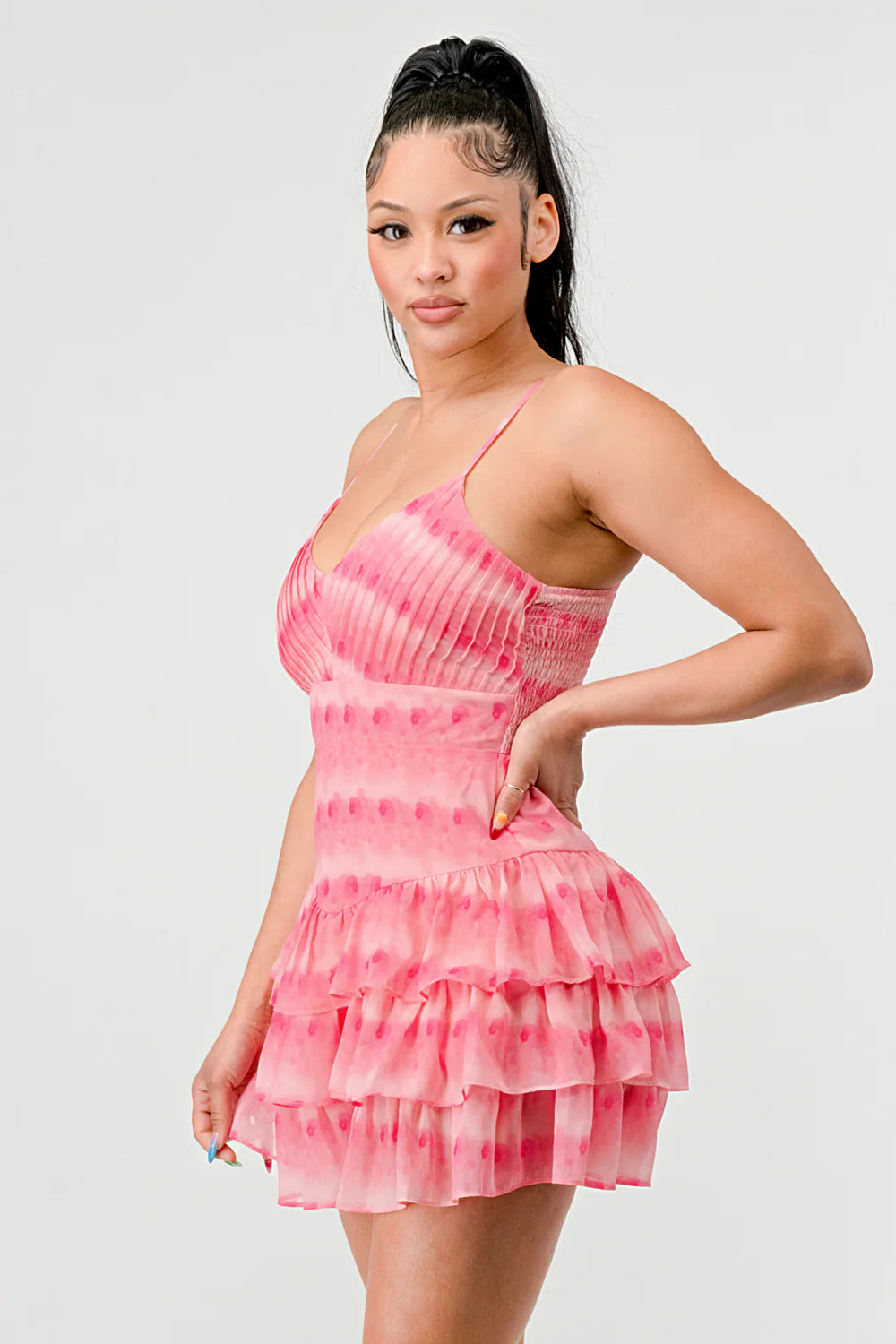 TIE DYE CHIFFON MINI DRESS - Vella Moda