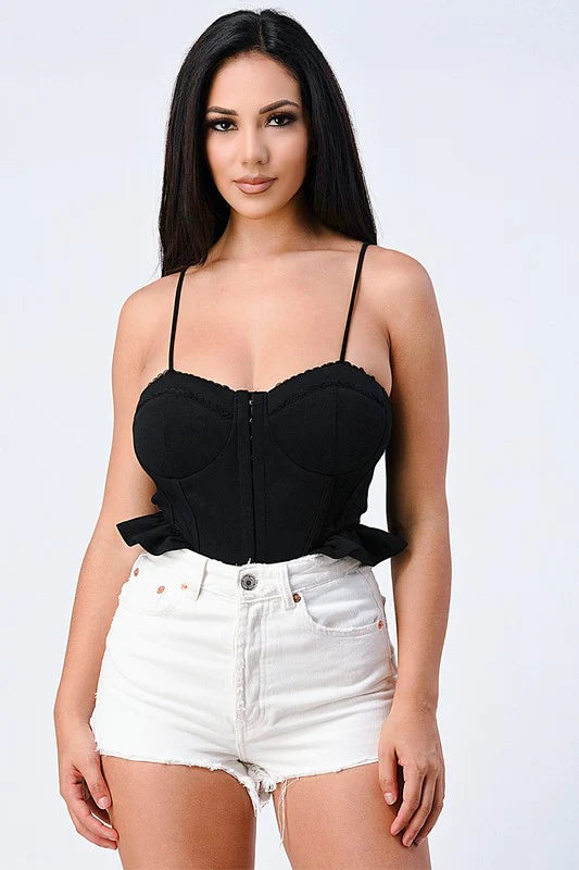 SCUBA SIDE FRILLED CAMI BODYSUIT - Vella Moda