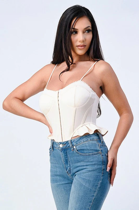 SCUBA SIDE FRILLED CAMI BODYSUIT - Vella Moda