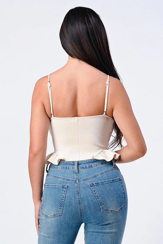 SCUBA SIDE FRILLED CAMI BODYSUIT - Vella Moda