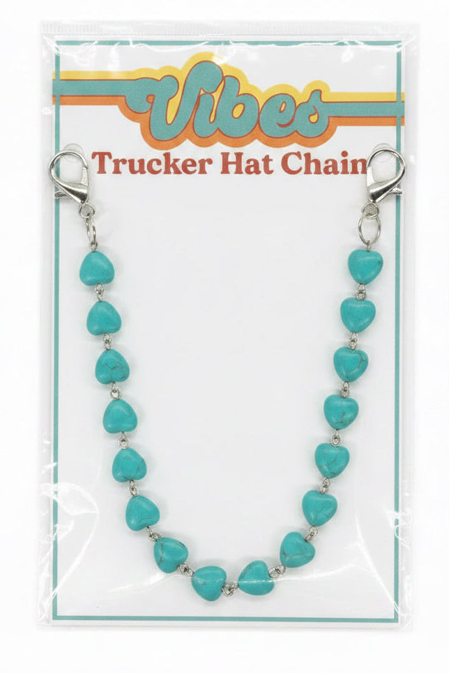 Vibes Hat Co Heart Trucker Hat Chain – Turquoise